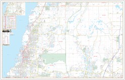 Pasco County West WALL Map, Florida, America.