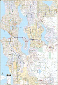 Seattle WALL Map, Washington, America.