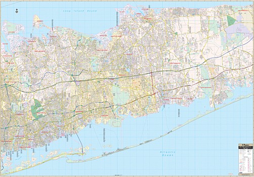Suffolk County Western WALL map New York, America.