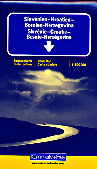 Bosnia and Herzegovina, Croatia, and Slovenia, Road and Tourist Map.