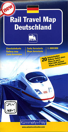 Germany Rail Travel Tourist Map.