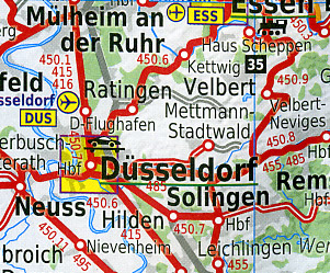 Germany Rail Travel Tourist Map.