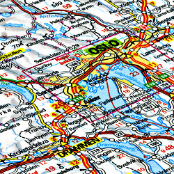 Norway Road and Shaded Relief Tourist Map.