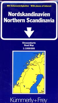 Scandinavia North Road and Shaded Relief Tourist Map.