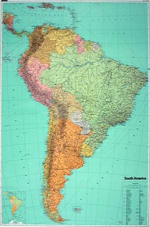 South America Political WALL Map.