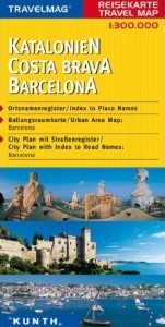 Catalonia (Catalunya), Costa Brava & Barcelona, Road and Tourist Map, Spain.