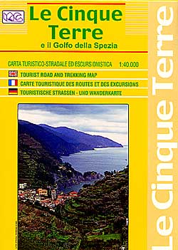 Cinque Terre, Road and Shaded Relief Tourist Map.