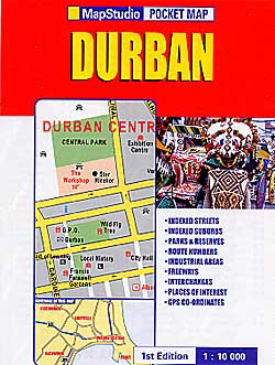 Durban Pocket Map, South Africa.