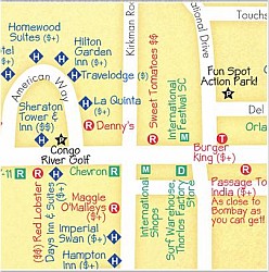 ORLANDO Illustrated Pictorial Guide Map, Florida, America.