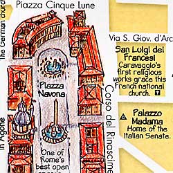 Rome Illustrated Pictorial Guide Map, Lazio, Italy.