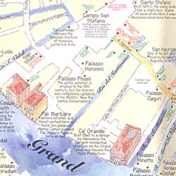 Venice Illustrated Pictorial Guide Map, Veneto, Italy.
