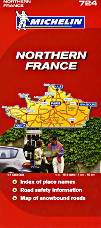France Northern Road and Shaded Relief Tourist Map.