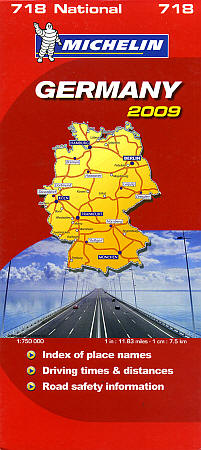 Germany Road and Shaded Relief Tourist Map.