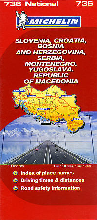 Slovenia, Croatia, Bosnia and Herzegovina, Road and Tourist Map.