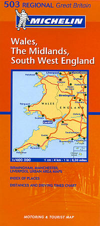Wales, The Midlands and South West England #503 Regional Road and Tourist Map.