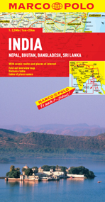 India, Nepal, Bhutan, Bangladesh and Sri Lanka Road and Tourist Map. Marco Polo edition.