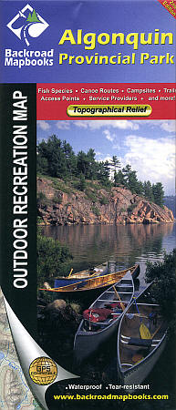Algonquin Provincial Park Recreation Road Map, Ontario, Canada.