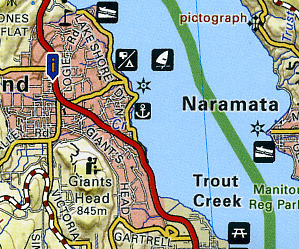 Okanagan Valley Recreation Road and Tourist map, Canada.