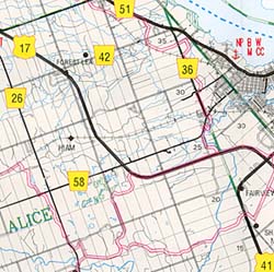 Pembroke District Road Map, Ontario, Canada.