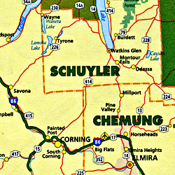 Chemung, Schuyler and Steuben Counties, New York, America.