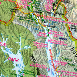 British Columbia and Alberta, Road and Tourist Map, Canada.