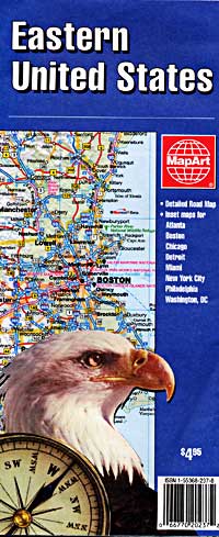 United States, Eastern Road and Tourist Map.