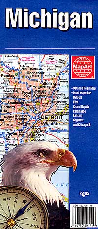 Michigan Road and Tourist Map, America.