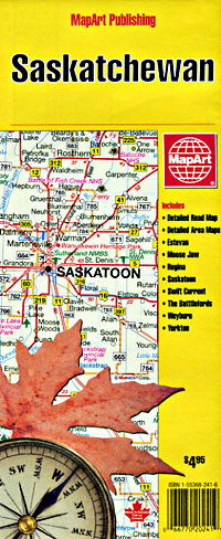 Saskatchewan Province, Road and Tourist Map, Canada.