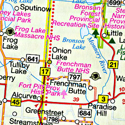 Saskatchewan Province, Road and Tourist Map, Canada.
