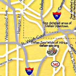 DALLAS Illustrated Pictorial Guide Map, Texas, America.