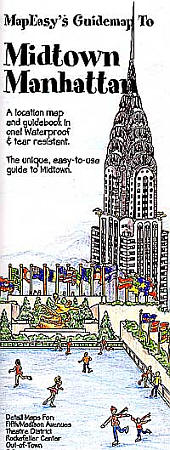 NEW YORK CITY - Midtown Manhattan - Illustrated Pictorial Guide Map, (Manhattan Island), New York, America.