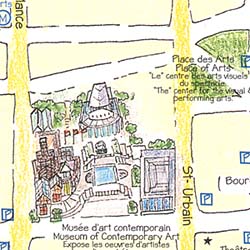 Montreal Pictorial Streets Map, Quebec, Canada.