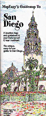 San Diego Illustrated Pictorial Guide Map, California, America.
