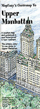 NEW YORK CITY - Upper Manhattan - Illustrated Pictorial Guide Map, (Manhattan Island), New York, America.