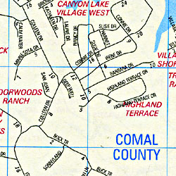 Comal and Guadalupe Counties Street ATLAS, Texas, America.
