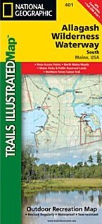 Allagash Wilderness Waterway South Road and Recreation Map, Maine, America.