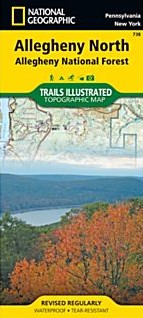 Allegheny National Forest North Road and Recreation Map, America.
