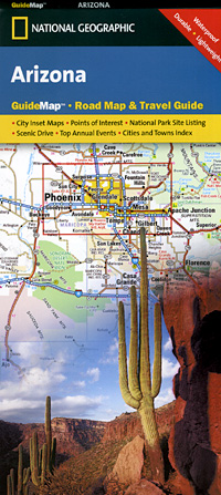 Arizona Road and Physical Tourist Guide map.