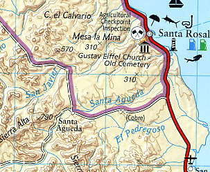 Baja California South Adventure, Road and Tourist Map, Mexico.
