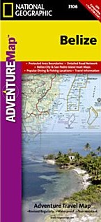Belize Adventure Road and Tourist Map.