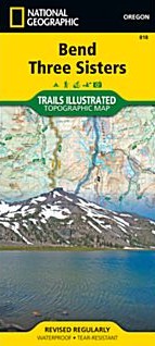 Bend and Three Sisters Trail Road  Map, Oregon, America.