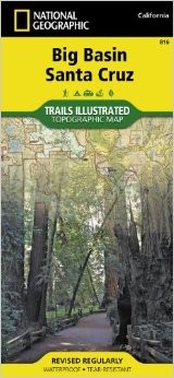 Big Basin, Santa Cruz Trails Illustrated National Park, Road and Topographic Map.