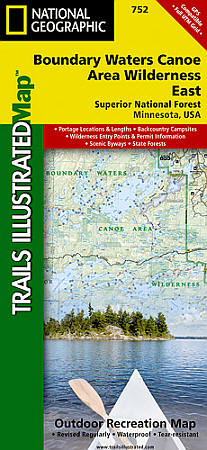 Boundary Waters Canoe Area East, Superior National Forest, Outdoor Recreation Road and Tourist Map.