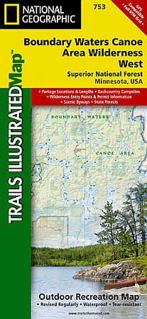 Boundary Waters Canoe Area West, Superior National Forest, Outdoor Recreation Road and Tourist Map.