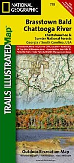 Brasstown Bald and Chattooga River Road and Recreation Map, America.