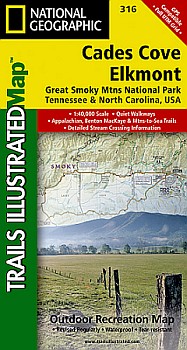 Cades Cove / Elkmont, Great Smoky National Park, Road and Topographic Map.