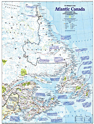 Canada, Atlantic Provinces, Political WALL Map.