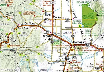 Colorado Road and Physical Tourist Guide map.