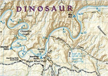 Dinosaur National Monument, Road and Recreation Map, Colorado, America.