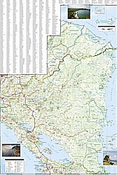 Nicaragua, El Salvador and Honduras Adventure Road and Tourist Map.